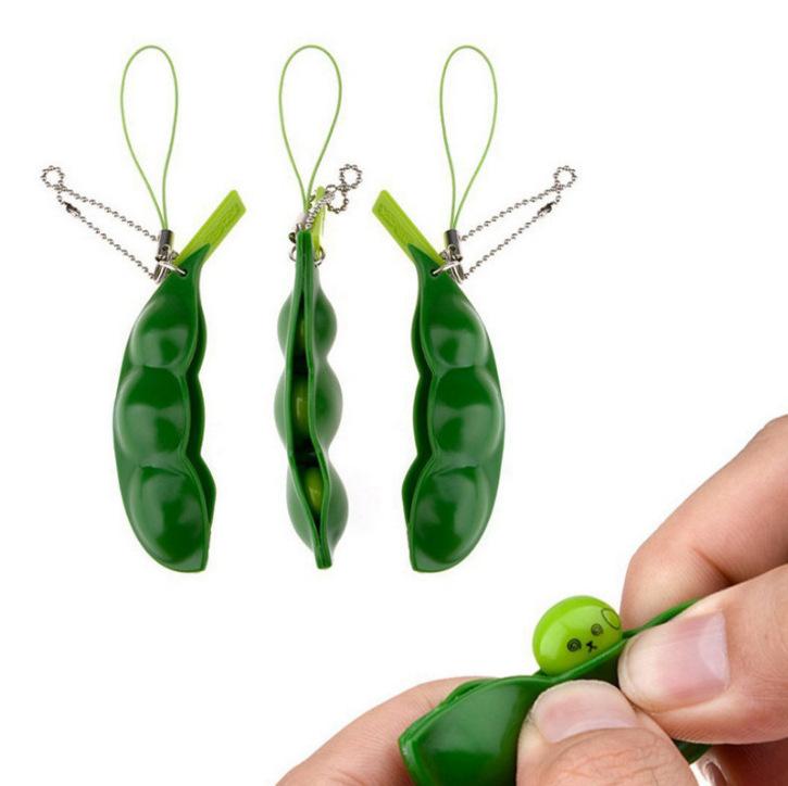 New Strange Gyro Chain Key Decompression Extrusion Edamame Peanut Vent Pendant Creative Pinch Music Decompression Toy