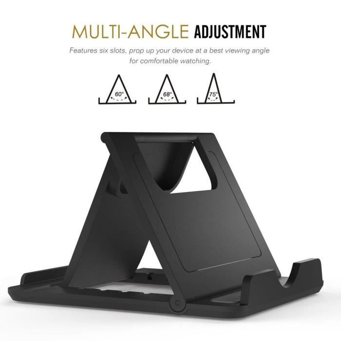 Support de Bureau Pliant Lutrin Multi-angle Réglable Smartphone et Tablette pour SAMSUNG GALAXY A20 (2019) > Noir