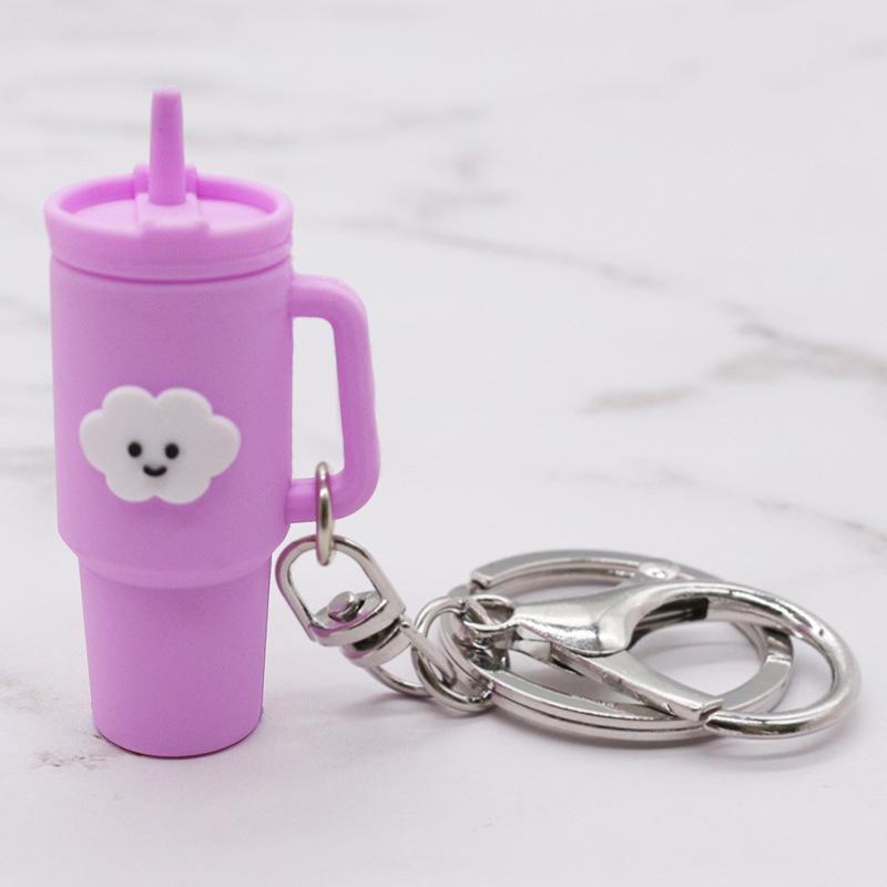 Popular Soft Rubber Stanley Cup Pendant Keychain - Creative Milk Tea Cup Keyring Available