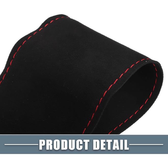 Car Hand Sewn DIY Steering Wheel Cover Breathable Comfortable 32-35cm Stitch on Wrap Cover Suede Black Stitches Red