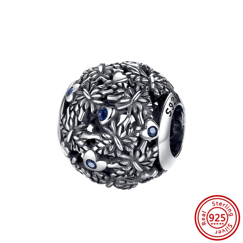 Hot Sale S925 Sterling Silver Blue Zircon Chameleon Starfish Shell Bee Beads Fit Original  Bracelet DIY Charm Jewelry