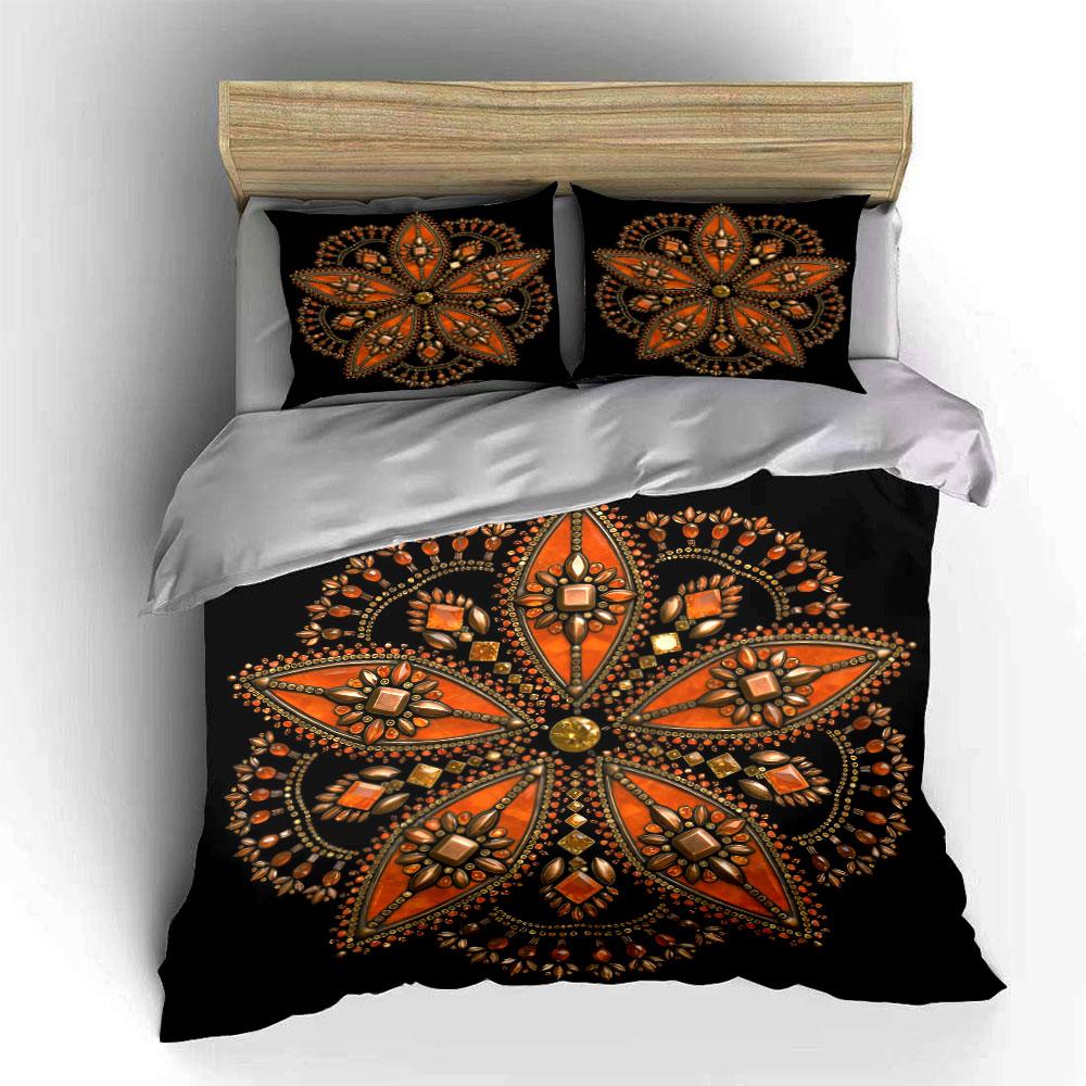 Luxury Decorative Mandala Set Soft Comfortable Duvet Cover Bedding Set Included 1*Duvet Cover & 2*Pillowcases, Gift
