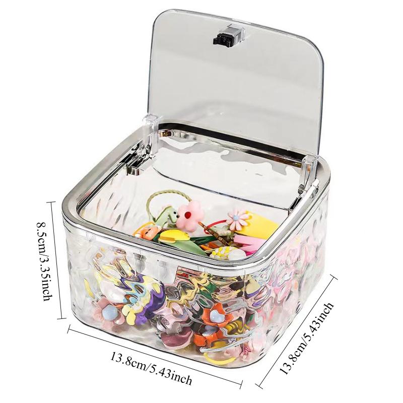 Children Hair Accessories Storage Box Girls Desktop Organizer Transparent Acrylic Box For Hair Clip Hair Bands Barrettes Elastic