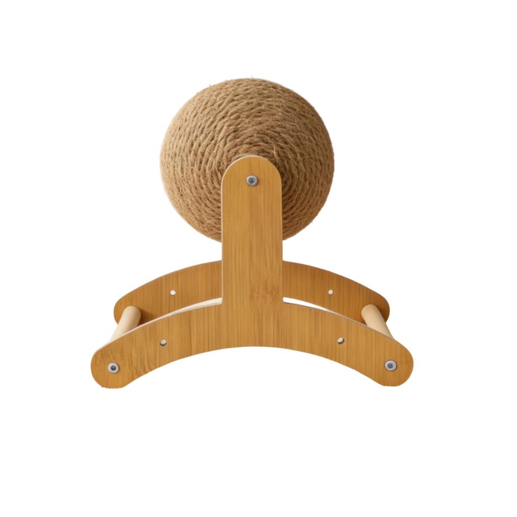 Cat Scratching Post Sisal Rope Ball Durable Wooden Frame Cat Toy for Indoor Cats Protects Furniture Interactive Play