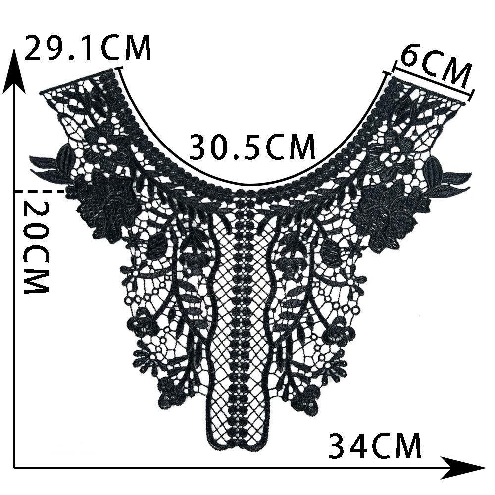 Black & White Polyester Embroidered Lace Collar for DIY Cheongsam Dress Crafting