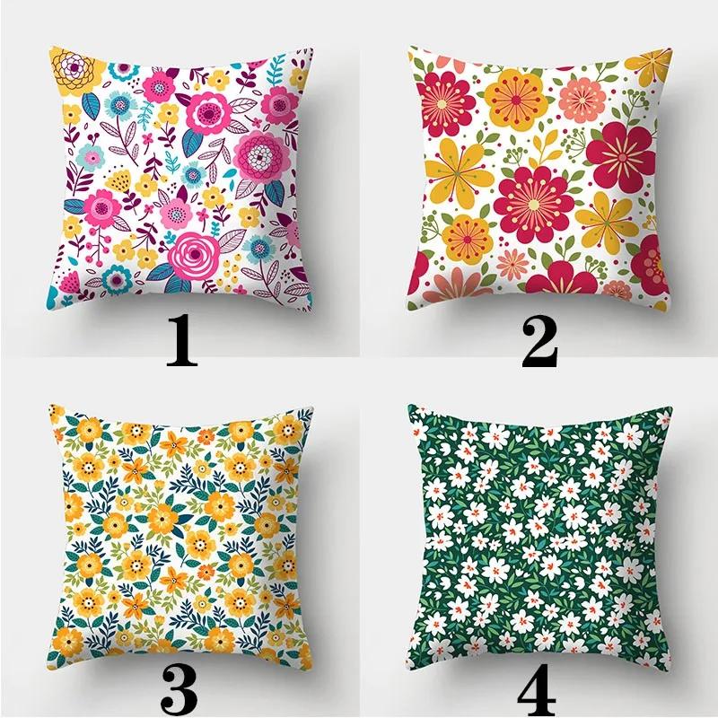Federa Cuscino Floreale 45cmX45cm Quadrata Copricuscino per Divano Fiori ad Acquerello Cuscino