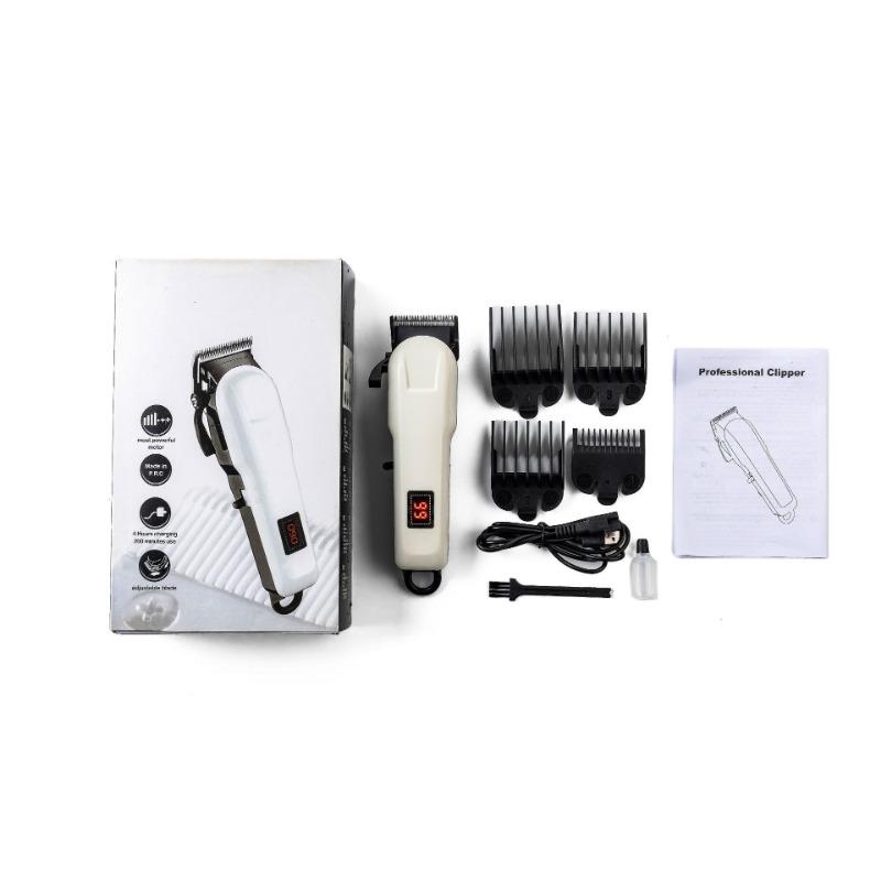 

1PC new retro oil head electric push clipper bald head engraving gradual change LCD digital display rechargeable hair salon electric fader білий