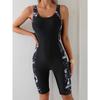 European and American One-piece Swimwear Printed Splicing Conservative Sports Tight Competitive Swimsuit