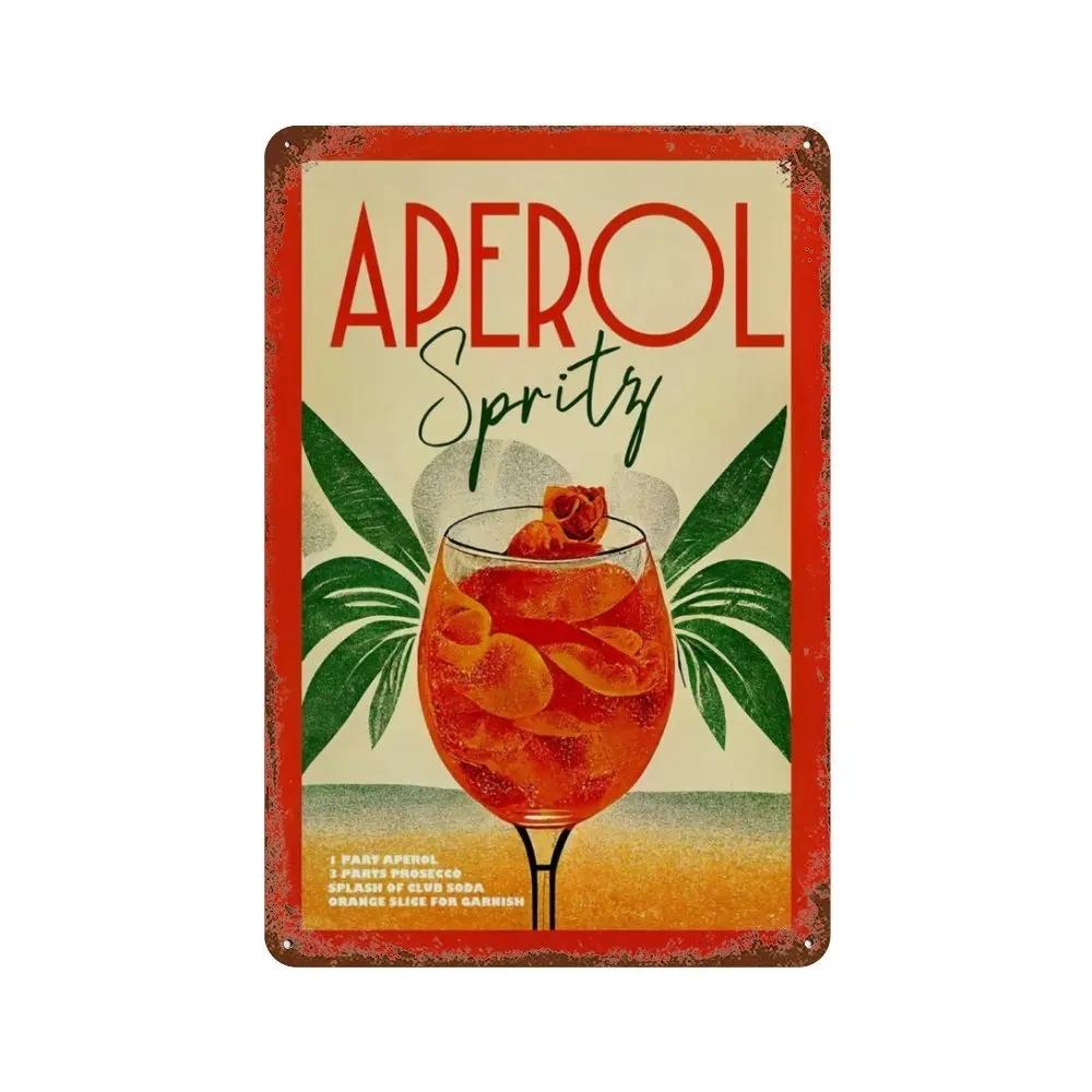 Vintage Fruit Juice Metal Tin Sign Mojito Aperol Spritz Posters and Sangria Drink Negroni Plaque for Club Bar Shop Home Decor