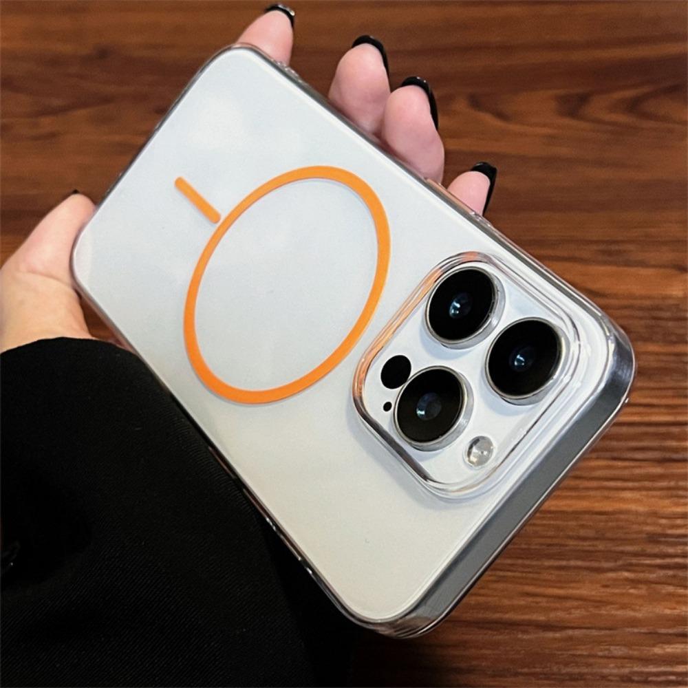 Luxury Colored Magnetic Coil Wireless Charging Case for iPhone 12 13 14 15 16 Pro Max Plus Clear Back Cover Acssory