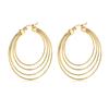 New Stainless Steel Gold Color Geometric Square Hoop Earrings for Women, Minimalist Chic Metal Ear Clip Gifts Trendy Jewelry