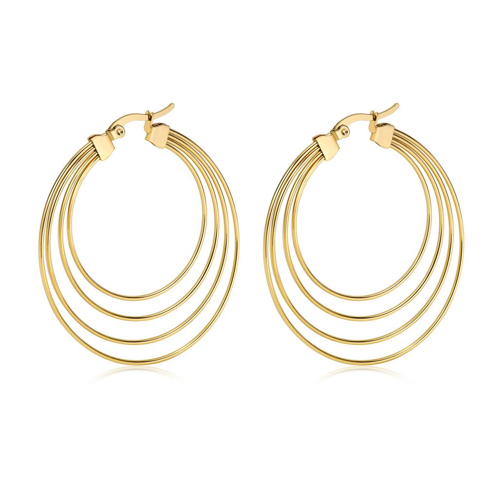 New Stainless Steel Gold Color Geometric Square Hoop Earrings for Women, Minimalist Chic Metal Ear Clip Gifts Trendy Jewelry