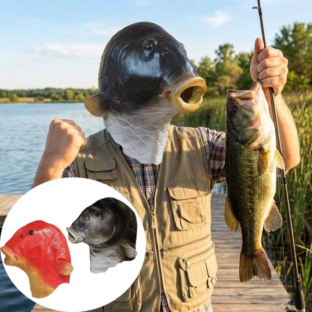 Latex Realistische Karpfenmaske Realistische Fisch-Latexmaske Kopfbedeckung Fischkopfmaske Halloween Cosplay