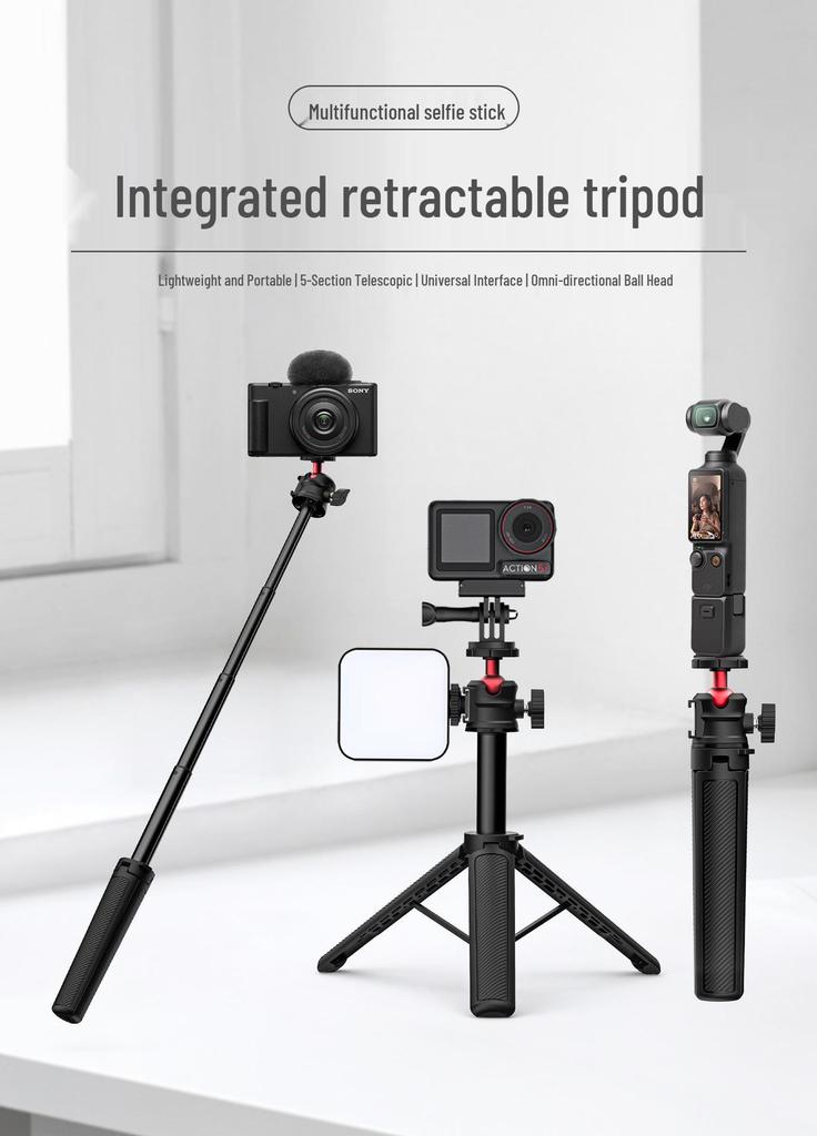 Ausziehbarer Selfie-Stick & Stativ für Smartphones & Kameras
