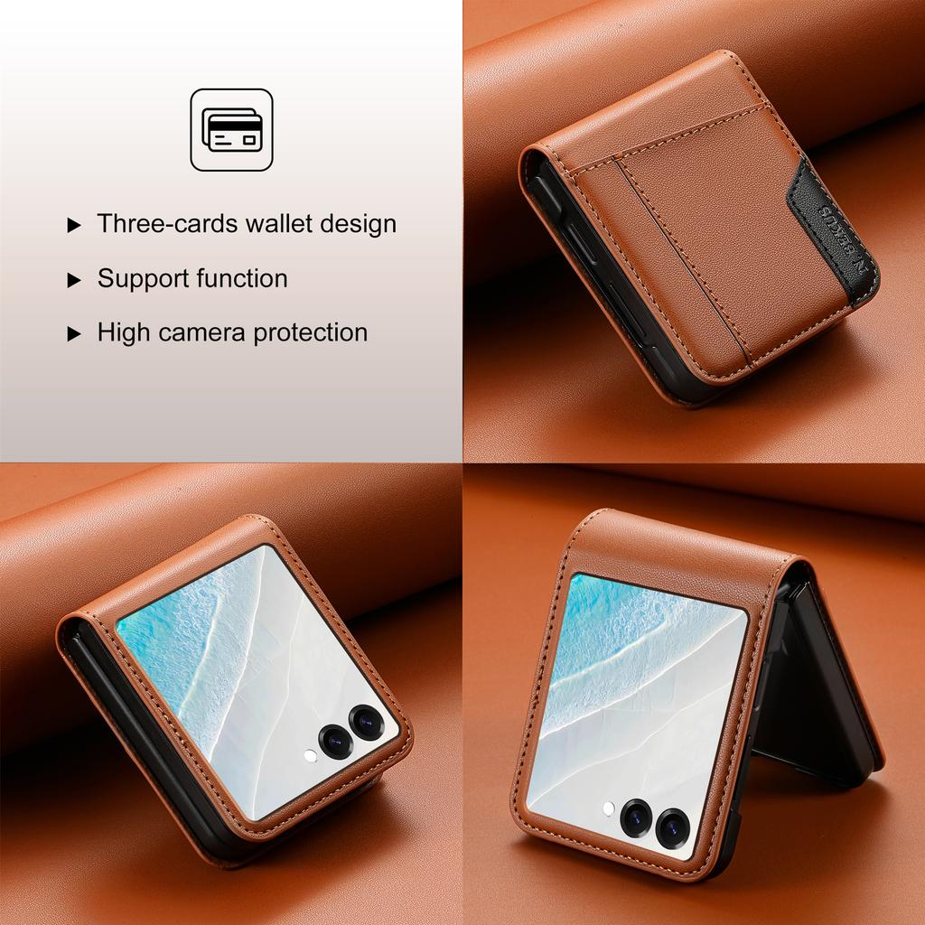 Flip Leather Phone Case For Samsung Galaxy Z Flip 7 FE 6 5 4 3 5G Flip7 Flip6 Wallet Card Holder Phone Bag Book Cover Etui