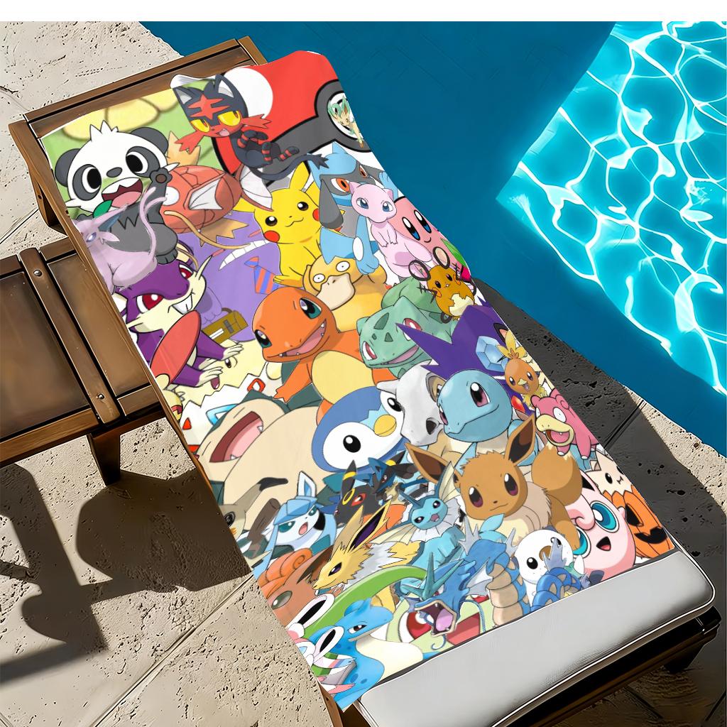 Extra Large Quick Dry Microfiber Beach Towel - Pokemon Design, Super Absorbent & Lightweight