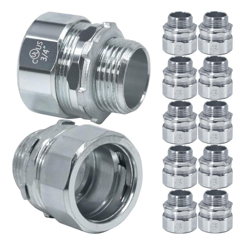 10PCS Steel Conduit Fittings with Spring Lock Easy Installation No Thread Designs Spring Lock set for Hard Metal Pipe
