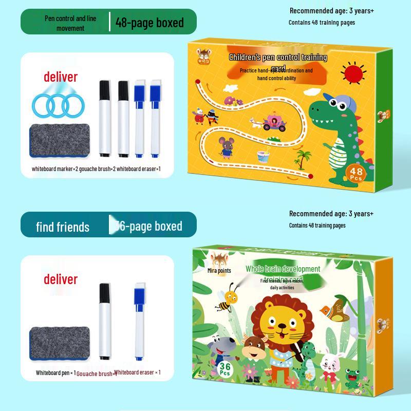 Erasable Pen Control Practice Cards for Preschoolers: Early Education Focus & Fun Puzzle Toys for Ages 2-4