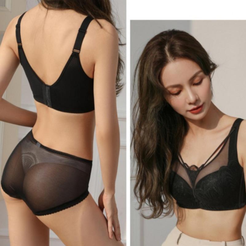 Thin Adjustable Bra Plus-size Tube Top Push-up Bra for Large Breasts Full-cup Bra for Side Breast Reduction and Sagging Prevention