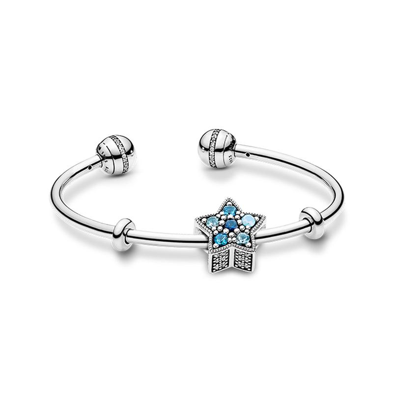Pandora Shining Star Wish Star Set 925 Silver Bracelet Women s Style ZT2004 синий