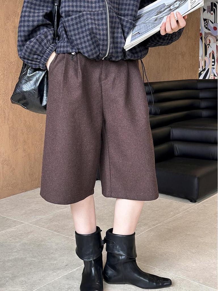 Juzhi 2024 Automne Coréen Laine Coupe Slim Décontracté Shorts 9101