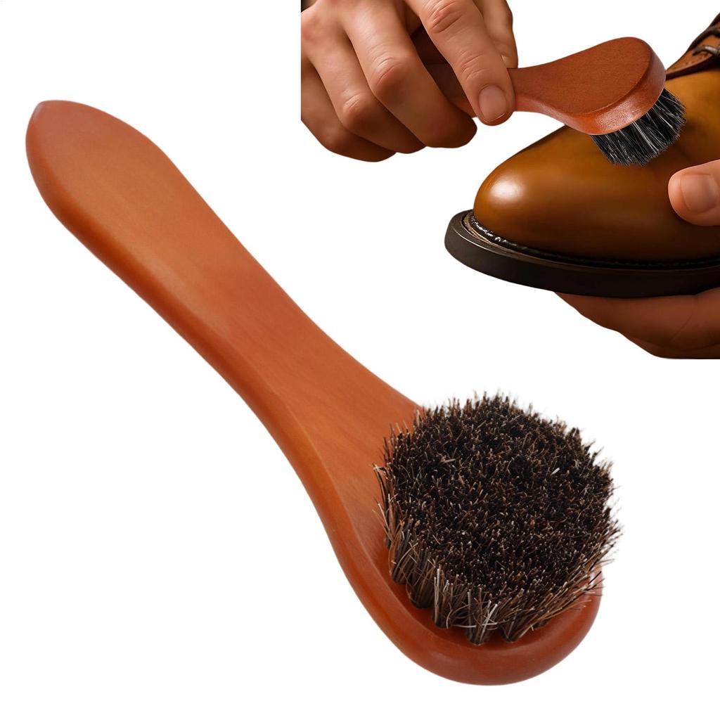1PC Horsehair Shoe Brush Multifunctional Polishing Applicator Brush For Leather Boots Suede Shoe Car Interior Detail Cleaning