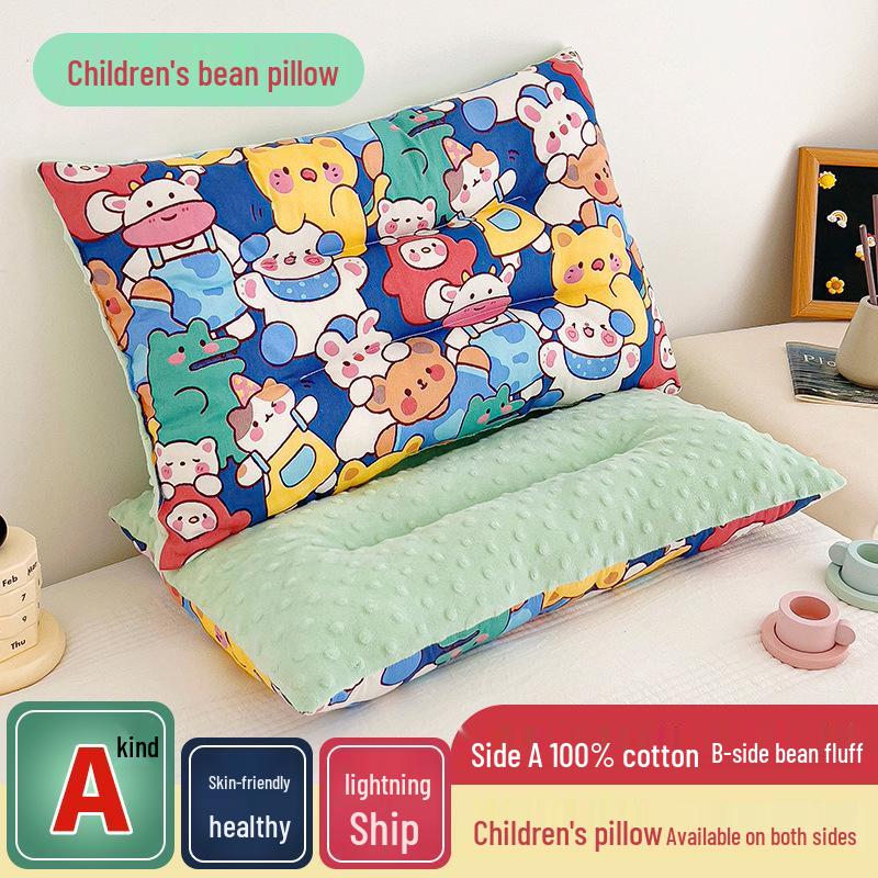 Children's All-Cotton Cartoon Bean Pillow - Velvet Nap Pillow for Kids