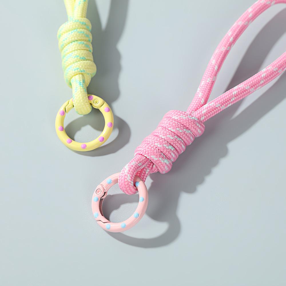 Colorblock Woven Phone Lanyard with Detachable Keychain and Anti-Lost Rope