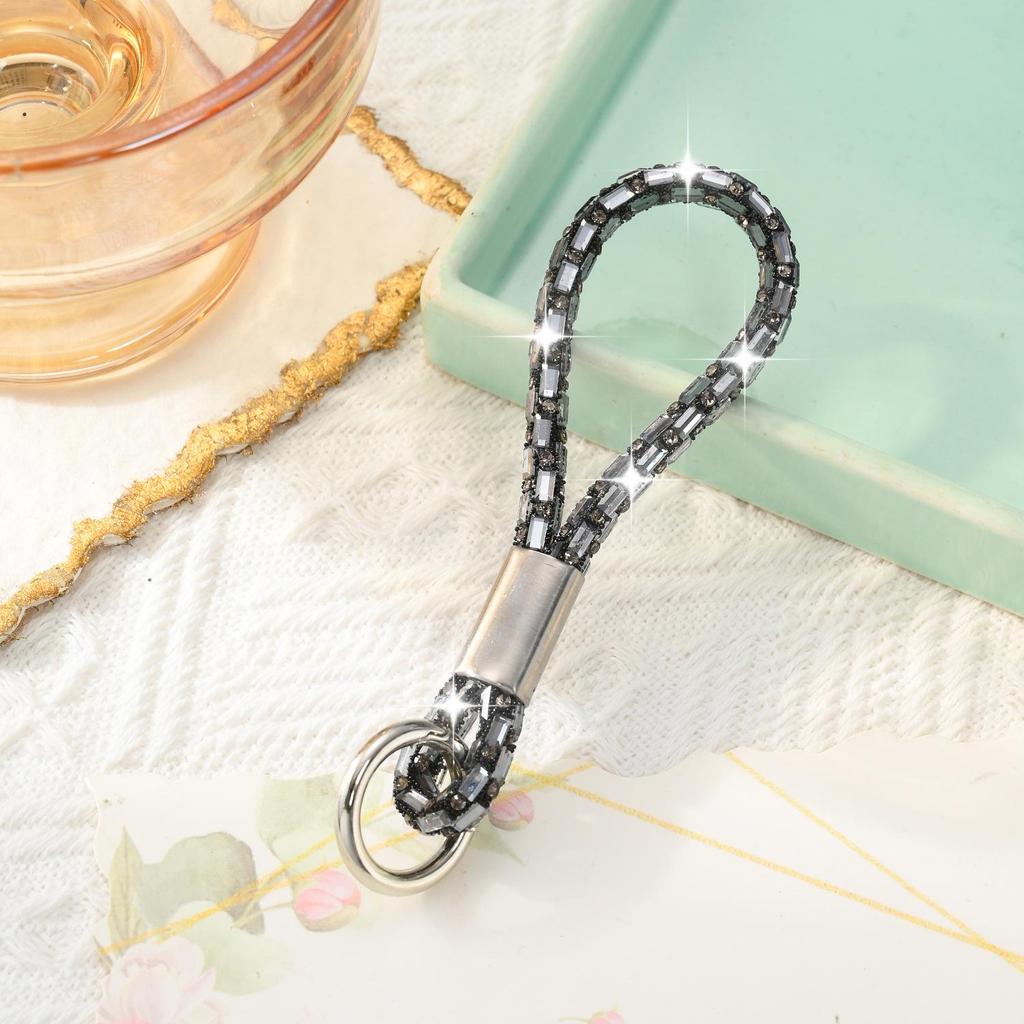 Laccio da polso per telefono con strass alla moda - Portachiavi con ciondolo a diamante anti-smarrimento.