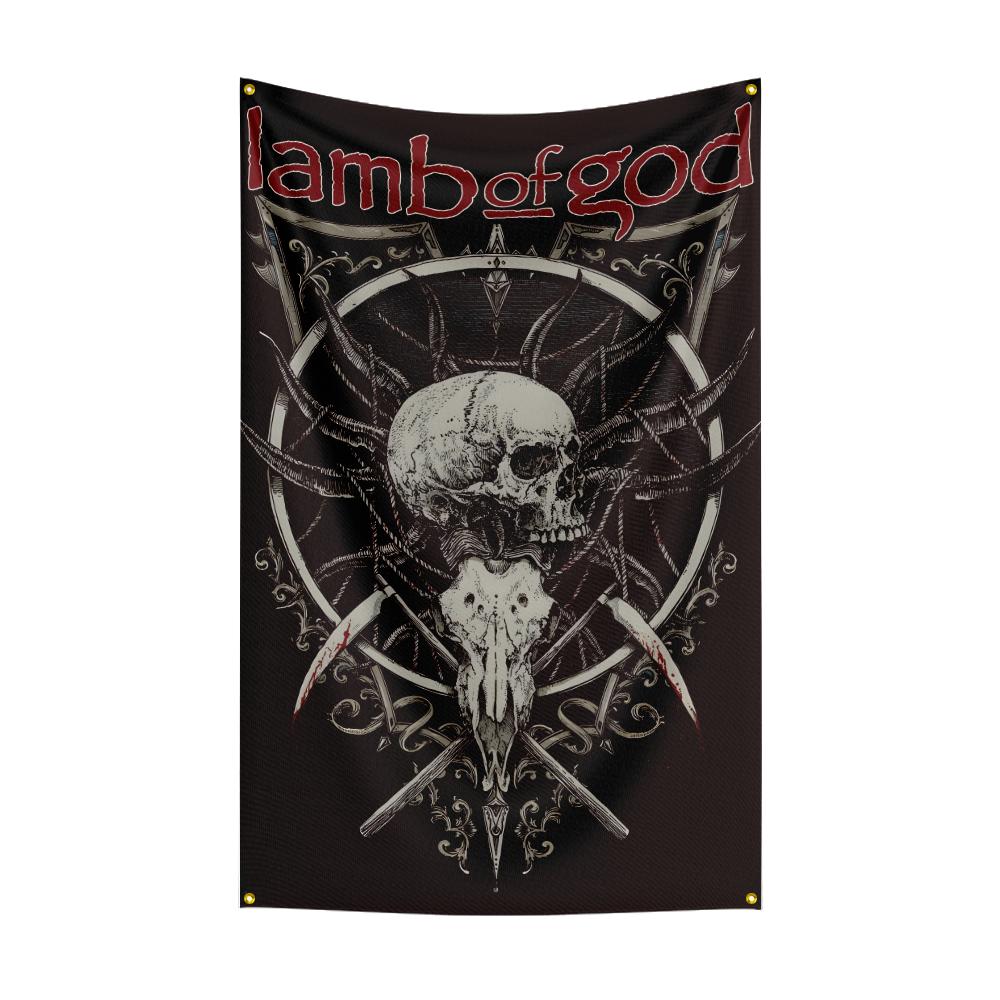 Flaga Zespołu Heavy Rockowego L-Lamb Of Gods 3x5 stóp Baner Poliestrowy z Nadrukiem Cyfrowym do Dekoracji Ściany w Sypialni Dekoracja Gobelinowa na Zewnątrz