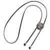 Bolo Tie Handmade Round Shape Western Cowboy Bola Tie Bull Head Faux Leather Pendant Necklace for Men