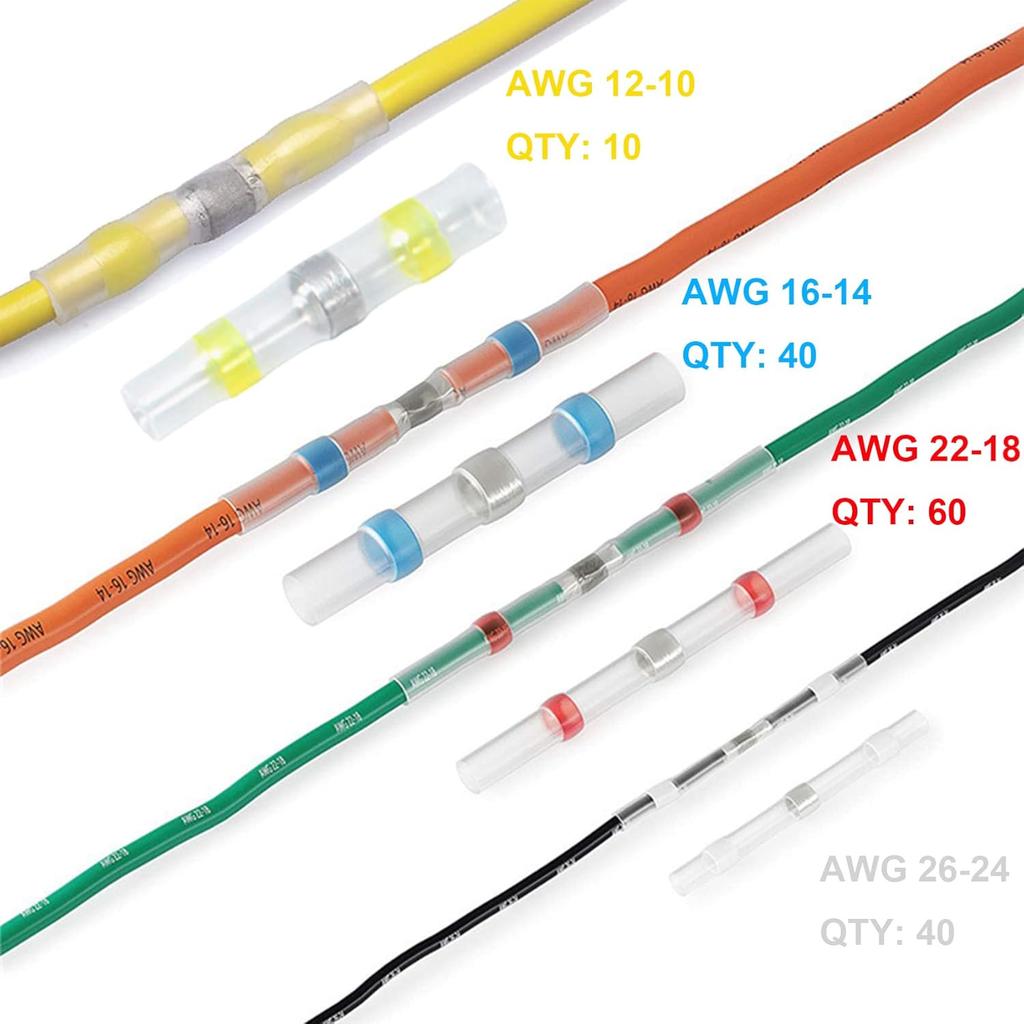 150PCS Solder Seal Wire Connectors Heat Shrink Wire Connectors, Waterproof Solder Seal Heat Shrink Wire Terminal Connectors Kit Marine Grade Heat