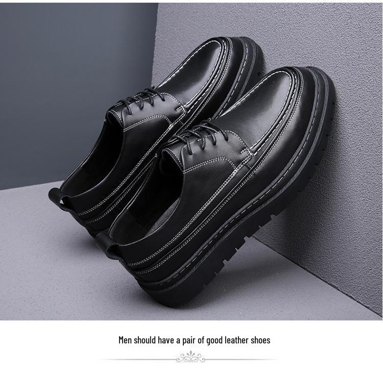 2025 Höst Herr Koreansk Stil Läderskor - Mångsidiga, Trendiga, Tjocksulade Brittiska Casual Sneakers