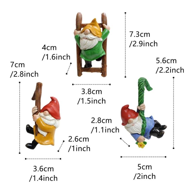 3PCS Flower Pots Ornaments Cartoon Gnome Resin Figurines Decoration Gift Flower Pots Decors for Home School Office
