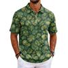 Men's Short Sleeve Polo Shirt Hawaiian Style Loose Fit Casual Top Button Down Collar Soft Fabric All Over Print Design