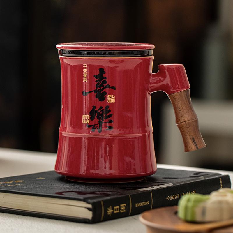 Red Ceramic Tea Cup Gift Box, Special for Personal High-end Tea Drinking, Gift Box for Elders, Leaders, Parents and Teachers