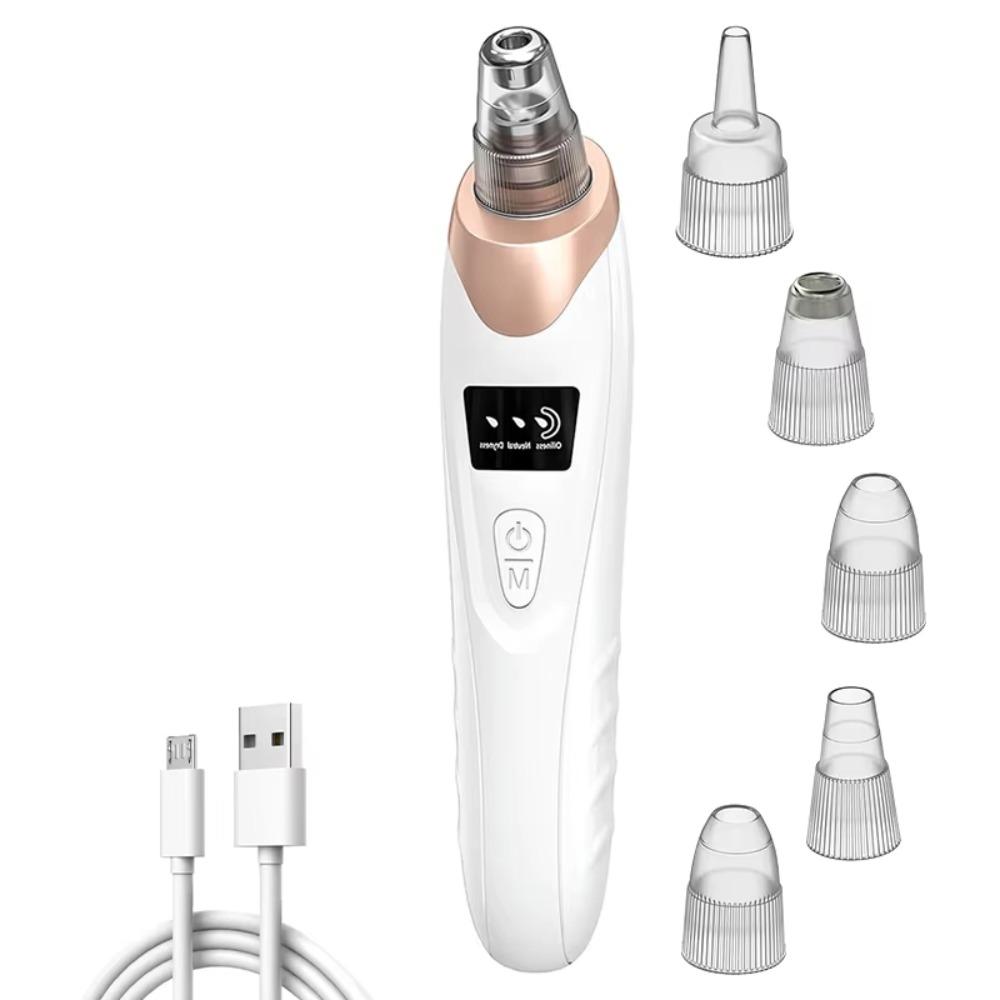 

5 Suction Heads Electric Blackhead Remover 3 Suction Mode Blackhead Suction Device Facial Pores білий