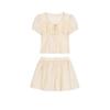 2026 Spring/Summer French Square Neck Short Sleeve Shirt & A-line Skirt Shorts Textured Fashion Set for Women