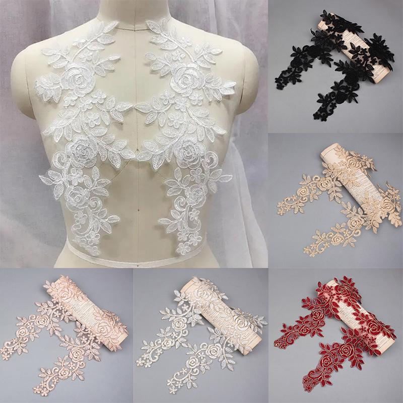 1 Par Broderiklistremerker Klesstilbehør Brudekjole DIY Kantblonder 16*36CM Syapplikasjon