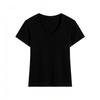 Summer Solid Color V-Neck Slim-Fit T-Shirt for Women, New Slim-Fit Round-Neck Short-Sleeve Top