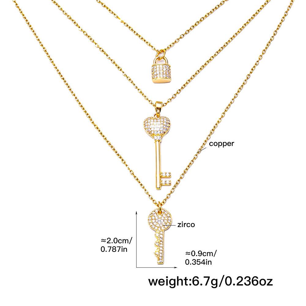Korean Trendy Multi-layer Pendant Necklace with Letter, Cross, Lock, and Key Charms
