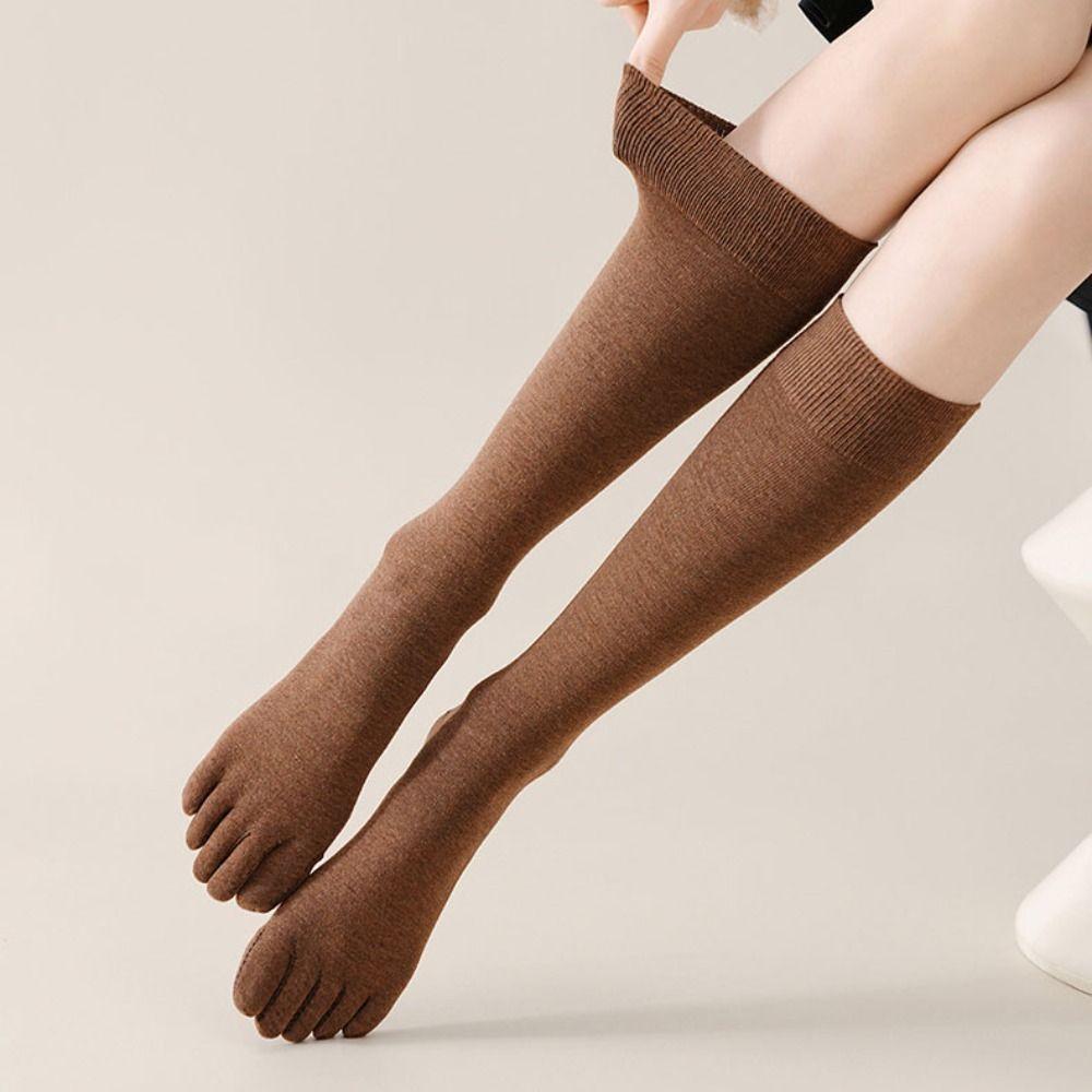 Simple Anti-slip Five Finger Long Socks Solid Color Harajuku JK Calf Stockings Hosiery Separate Toe Split Toe Socks Lolita JK