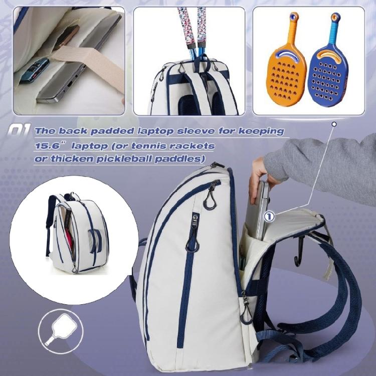 Organizér na pálky na pickleball s vysokou kapacitou Pickleballový batoh s ochrannými přihrádkami Prodyšný ramenní popruh