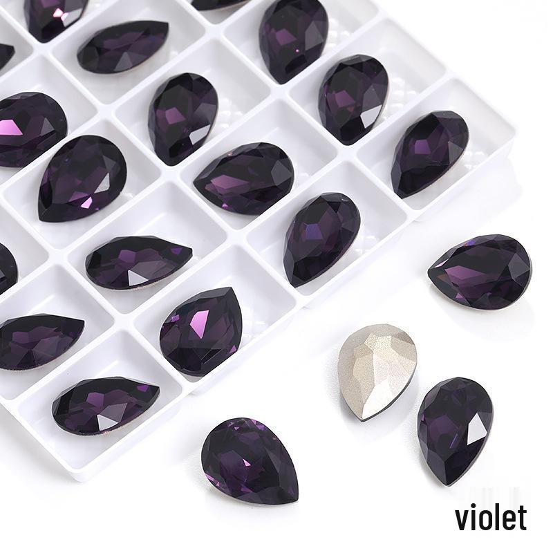 High-Grade K9 Teardrop Rhinestone DIY Jewelry Accessory - Silver-Plated Base with Irregular Crystal Glass Drill, Pointed Bottom