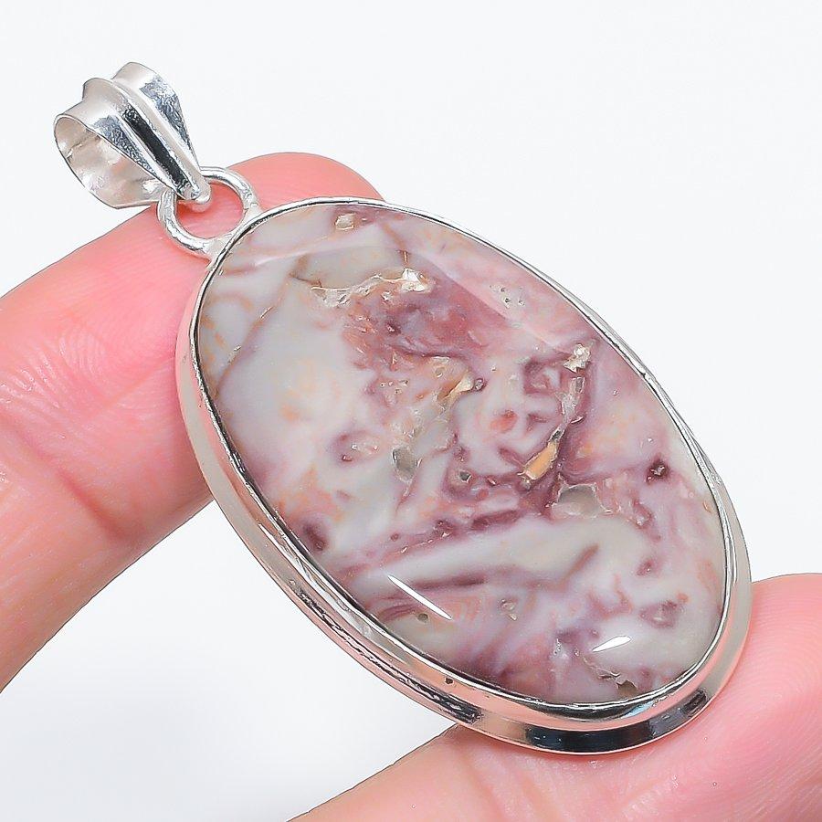 

Натуральный Доломит Драгоценный Камень 925 Стерлинговое Серебро Ювелирное Изделие Подвеска 2,25 o0u71