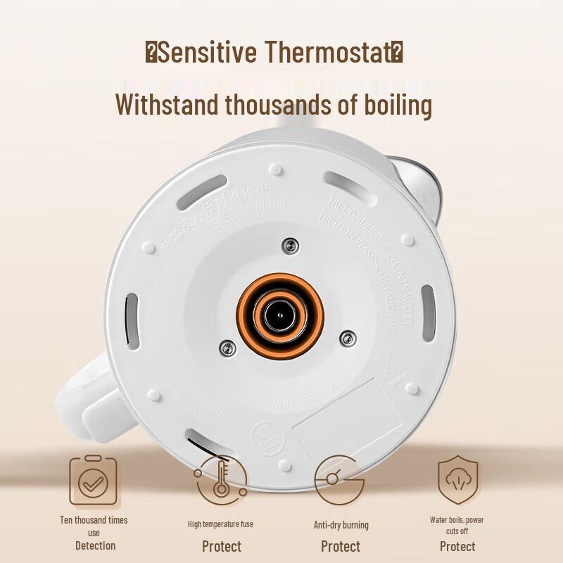 Midea 1.7L Stainless Steel Electric Kettle with Rapid Boil & Anti-Scald