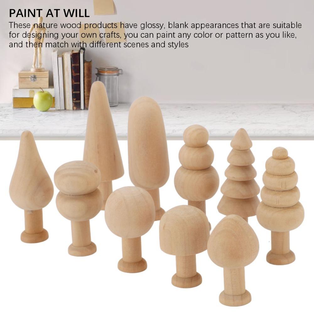 20 Pcs 25mm Blank Wooden Peg Trees Smooth Edges Mini Wooden Pendants Home Holiday Decoration