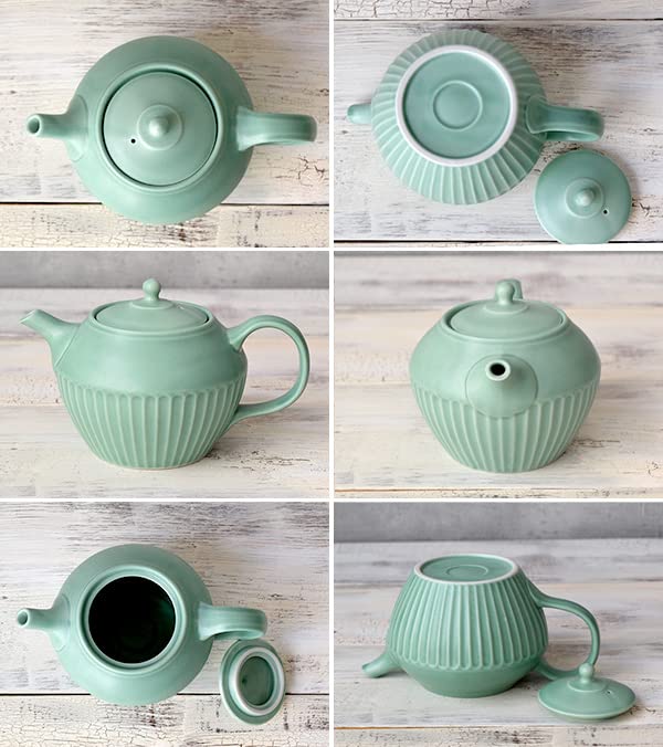 Tableware East Pot, Shinogi Stripe, 400cc, Green, ic-029-04