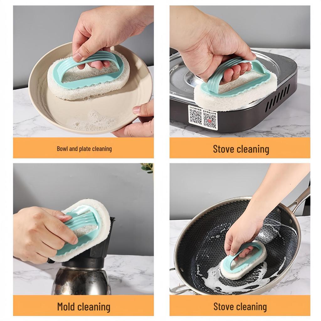 Bathroom & Kitchen Scouring Pad - Tile, Glass, Washbasin, Stove, and Pot Cleaning Brush for Stain Removal