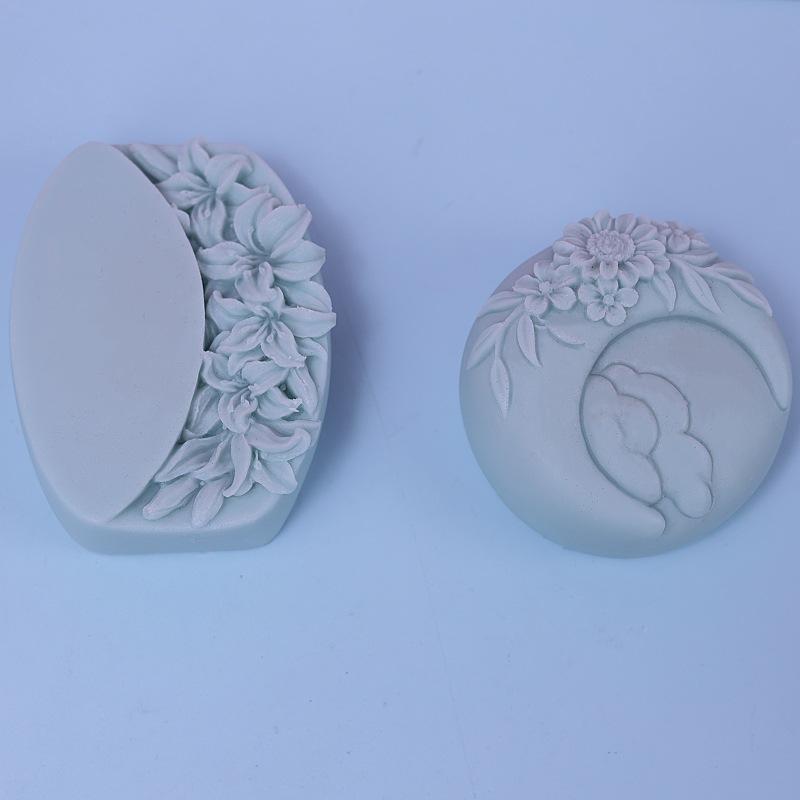 3D Relief Chrysanthemum Silicone Soap Mold Handmade New Moon Flower Bathroom Soap Tool Cake Baking Decoration Craft Supplies